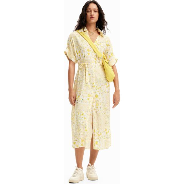 Floral midi shirt dress