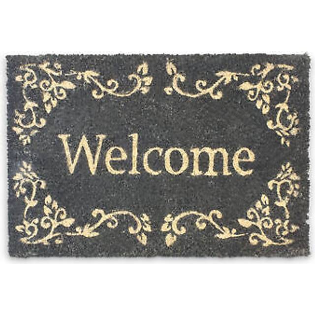 Relaxdays - Coconut Fibre welcome Doormat 40 x 60 cm Coir Welcome Mat with No-Slip Rubber pvc Underside, Black
