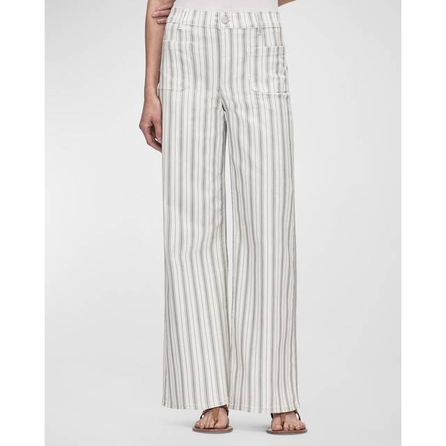 FRAME - Le Slim Palazza Bardot striped high-rise wide-leg jeans - White - 31