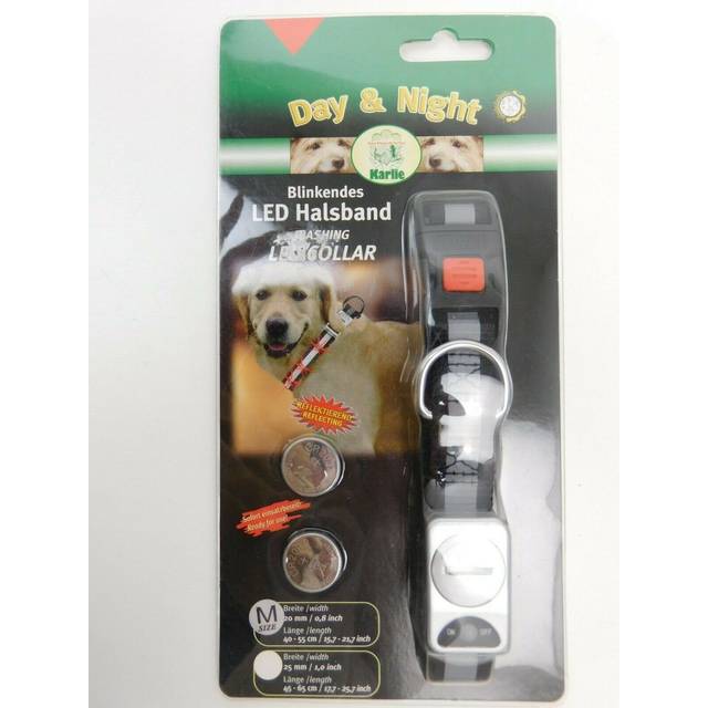 Halsband Nylon Reflex Led Svart - 20mm x 40-55cm