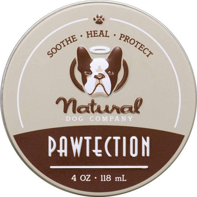 Natural Dog Company PawTection Dog Paw Balm Tin  Protects Paws from Hot Surfaces  Sand  Salt  & Snow  Organic  All Natural Ingredients (4 oz Tin)
