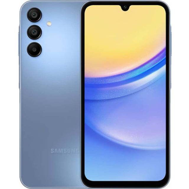 (Blue Black) Samsung Galaxy A15 4G 128/6GB RAM Dual Sim, Unlocked to all Carrier, with official 25W UK Adapter (EP-T2510) Retail Pack and Clear Case