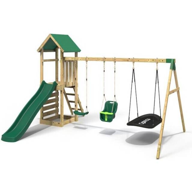 Rebo - Adventure Wooden Climbing Frame, Swing Set and Slide - Snowdon