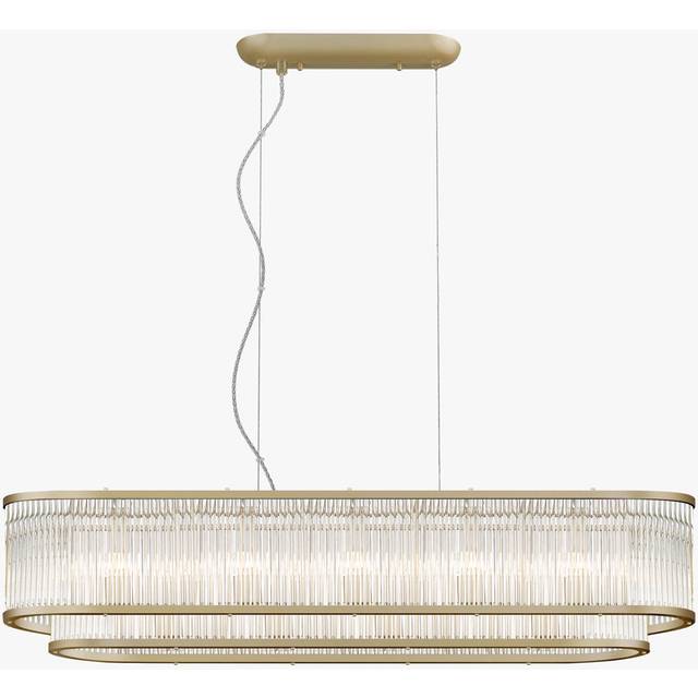 Catalinas 7 - Light Kitchen Island Tiered Pendant - Matt Gold (22cm H X 107cm W X 24cm D)