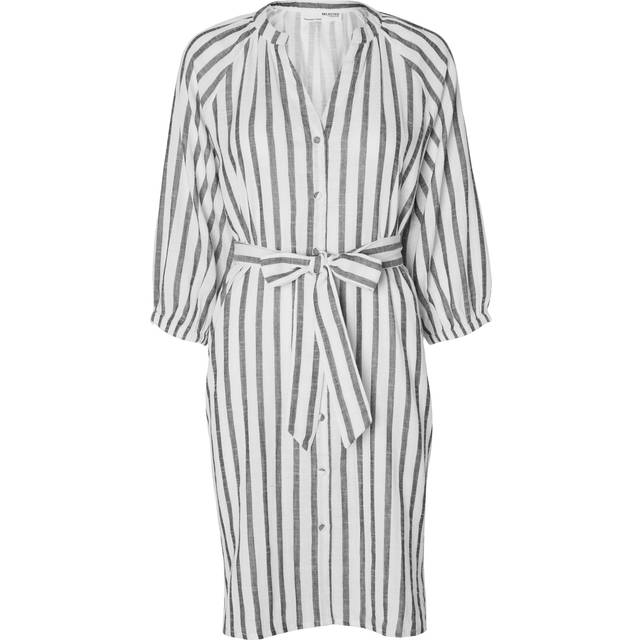 SELECTED FEMME Slfalberta 3/4 Stripe Short Dress Noos |Vit |36