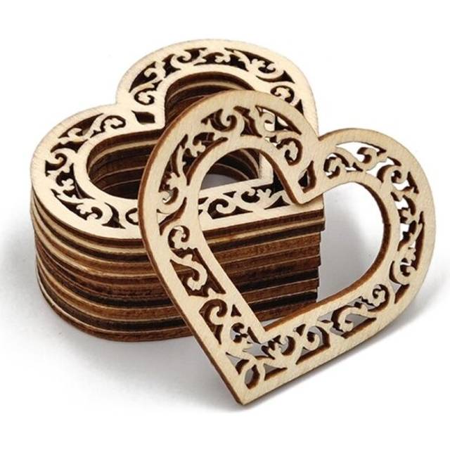 (HEART) Wood Shaped Heart Oval Slices Unfinished DIY Crafts Slices for Home DIY Crafts