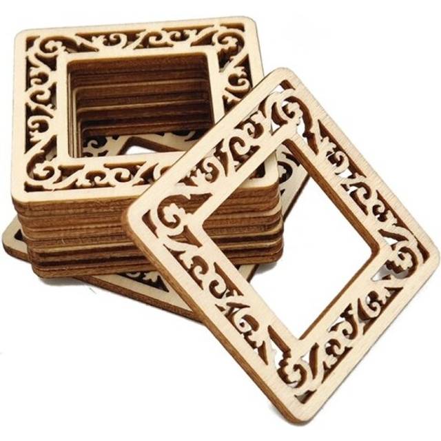 (SQUARE) Wood Shaped Heart Oval Slices Unfinished DIY Crafts Slices for Home DIY Crafts