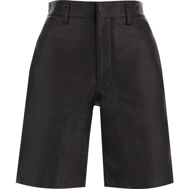 leather knee shorts - S DARK BROWN (S)