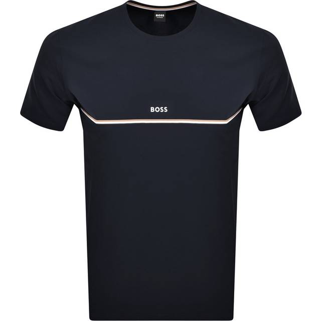 Boss Mens Dark Blue Unique Cotton-blend Stretch-jersey T-shirt M - DARK BLUE