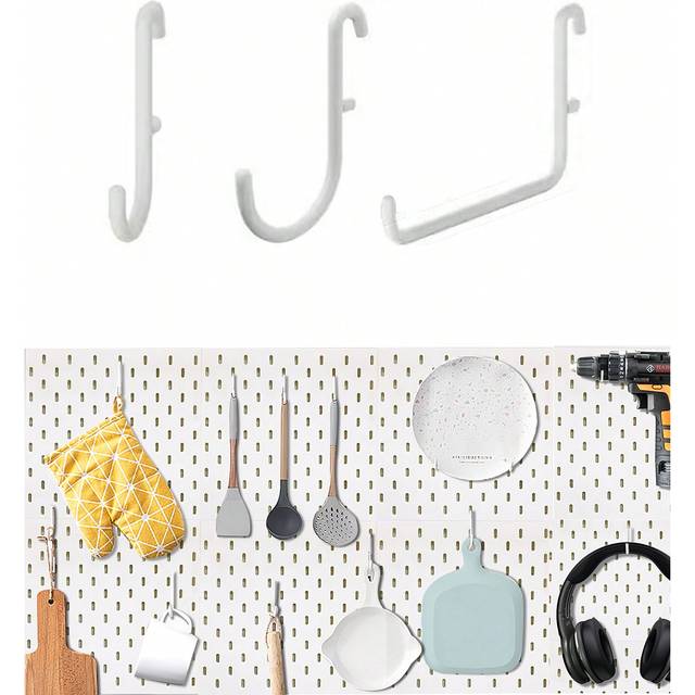 SHEIN 3Pcs Metal Hooks Pegboard Accessories Hook For Organizing Tools Kitchen Utensil in Pegboard,Pegboard Hooks Kit Pegboard J Hook Assortment,Garage Tool