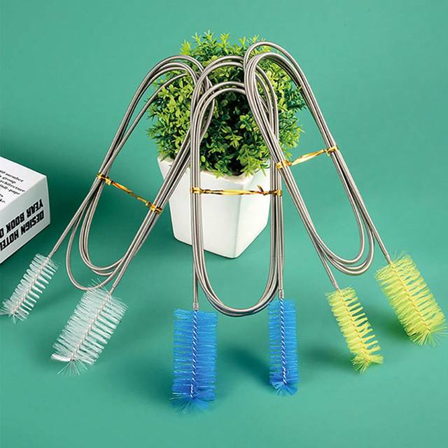 SHEIN 1pc Random Color Aquarium Water Pipe Cleaning Brush Stainless Steel Double-Ended Brush For Filter Tank Inlet/Outlet Pipe, Water Cooling Rigid Pipe