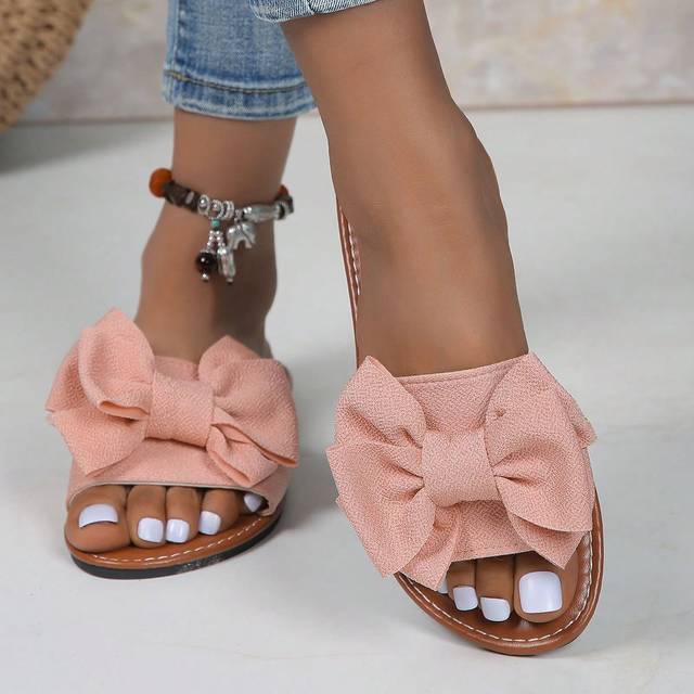 Bekväma hemtofflor med bowknot i ny stil för kvinnor med snygg platt design - Rosa (EUR36,EUR37,EUR38,EUR39,EUR40,EUR41,EUR42,EUR43)