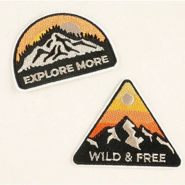 SHEIN 2pcs/Set Embroidered Scenic Patch Badges For Diy Clothing, Pants, Hats, Bags, Shoes, Phone Cases Decoration, Iron-On