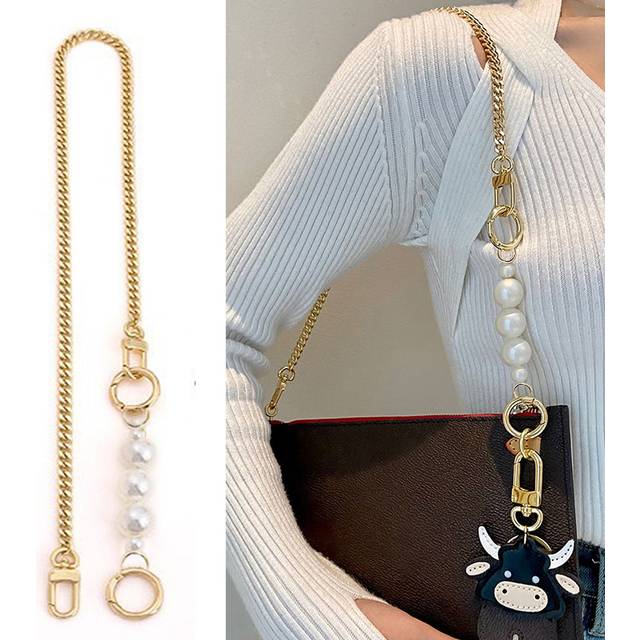 1 st Golden Chain Axelrem Mahjong Väska Lång kedja Tillbehör, Underarm Väska Kedjebyte Axelrem DIY Modifiering Tillbehör Pärlförlängning Kedja Axelväs - Guld