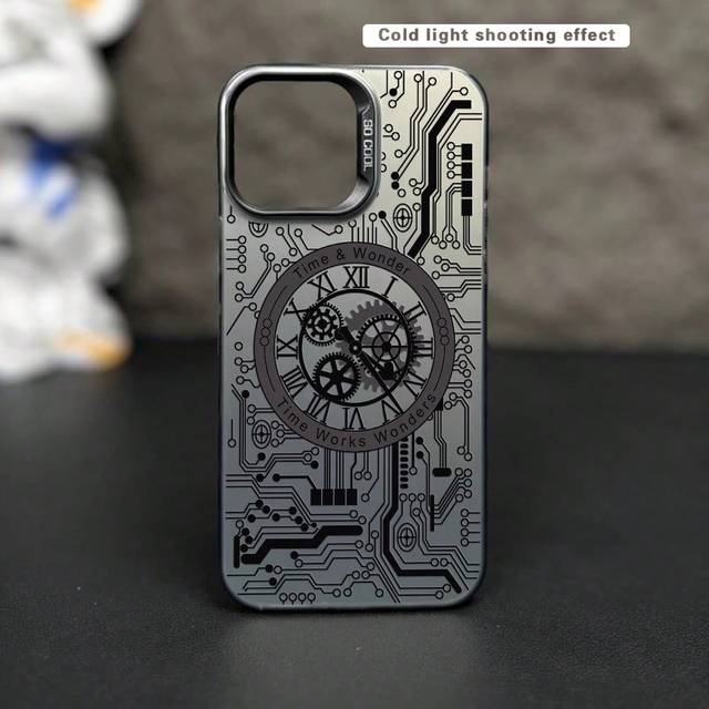 SHEIN Men Father&#39;s Day 1pc Unique Fashionable Clock Circuit Board Printed Phone Case With Anti-Shock Feature, Compatible With Apple & Samsung Series