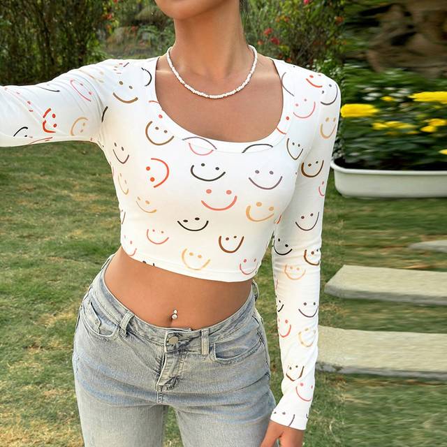 SHEIN Printed Knitted Women&#39;s Slim Fit T-Shirt