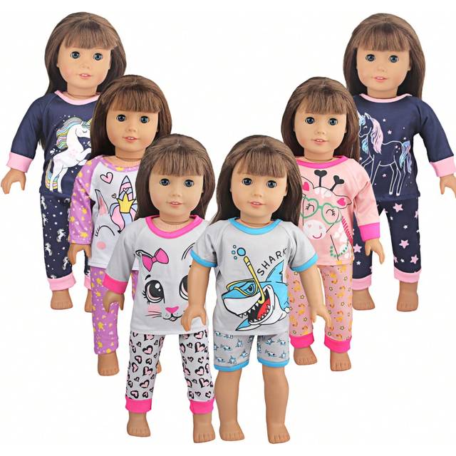 SHEIN 1pc 18 Inch Doll Clothes, Cute Cartoon Pattern Doll Pajamas As Birthday Or Festival Gift For Girls And Boys, Suitable For 18 Inch Girl Or Boy Dolls An