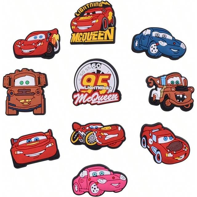Disney 10pcs Cars Shoe Decorations Accessories Charms For Clogs Bubble Slides Sandals, Gift Idea For Birthday Christmas Party Favors Cute Shoes Accessories F