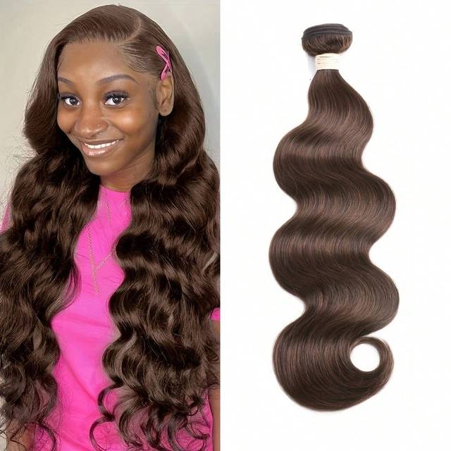 9AM Hair Chestnut  Hair Bundles Color #4 Body Wave 1 Bundles Light Brown Body Wave Bundles Human Hair Weave