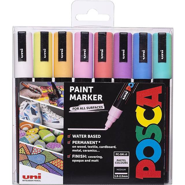 Uni Posca Paint Pen PC-5M Pack of 8 Pastel Colours