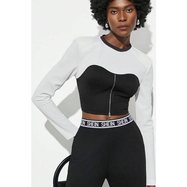 Maija Women&#39;s Color Blocking Long Sleeve Cropped T-Shirt