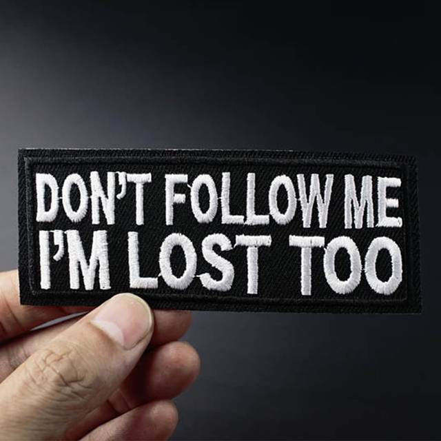 1 st Slogan Broderad Iron-on Patch - Svart och Vitt (En-Storlek,5)