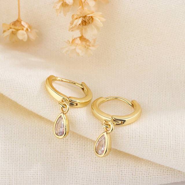 SHEIN 1 Pair Luxurious Elegant Single Diamond Shape Cubic Zirconia Drop Earrings, Suitable For Valentine&#39;s Day And Everyday Wear