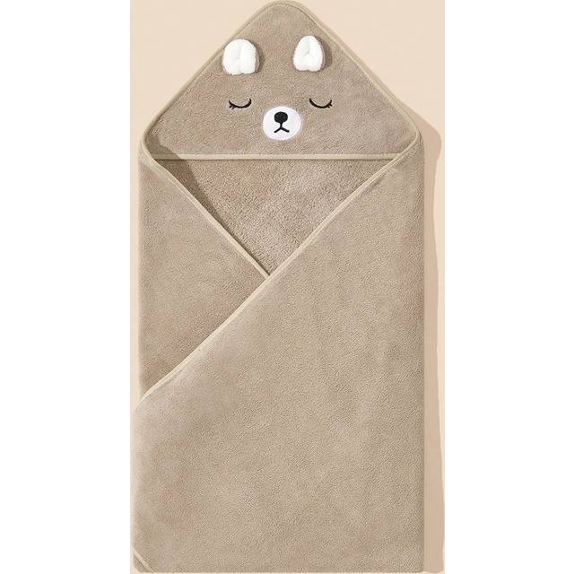 SHEIN 1pc Baby & Kids Cartoon Hooded Cape Bath Towel/Blanket/Quilt Cover, 90x90cm