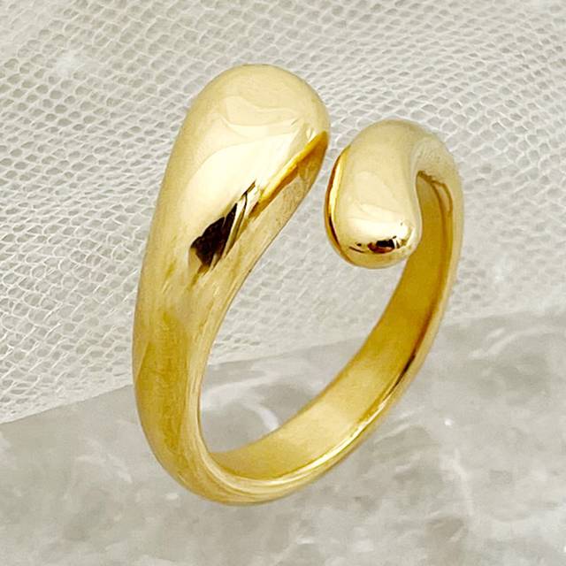 1st 18K guldpläterad vintage fransk stil dubbel vattendroppsring, band i rostfritt stål för män och kvinnor, lämplig för dagligt bruk, fest, dejting, - Multifärgad (7,9,6,8)