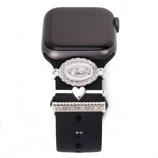 4 st/set legering och strass silvervitt klockarmband berlock dekoration ring kompatibel med -armband tillbehör kompatibel med Galaxy Watch-remserien b - Multifärgad (En-Storlek)
