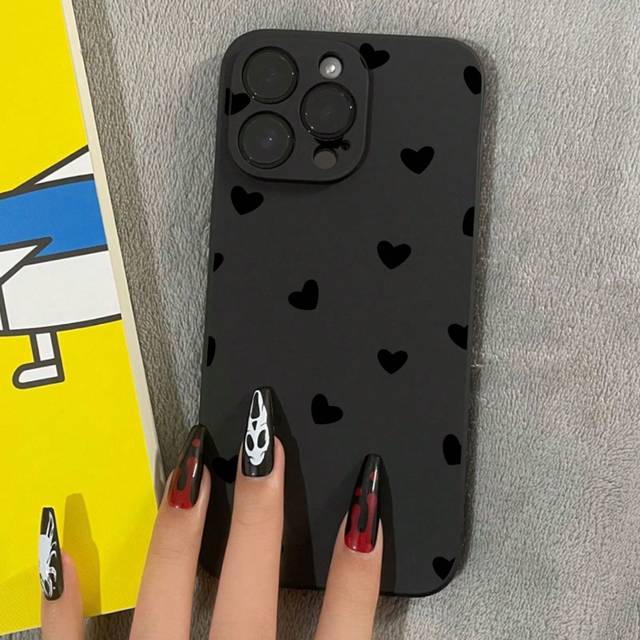 SHEIN 1pc Cute Heart Shockproof Simple Phone Case Fit For IPhone 16/16 Plus/16 Pro/16 Pro Max/15/15 Plus/15 Pro/15 Pro Max/14 Pro Max/14 Pro/14 Plus/14/13Pr