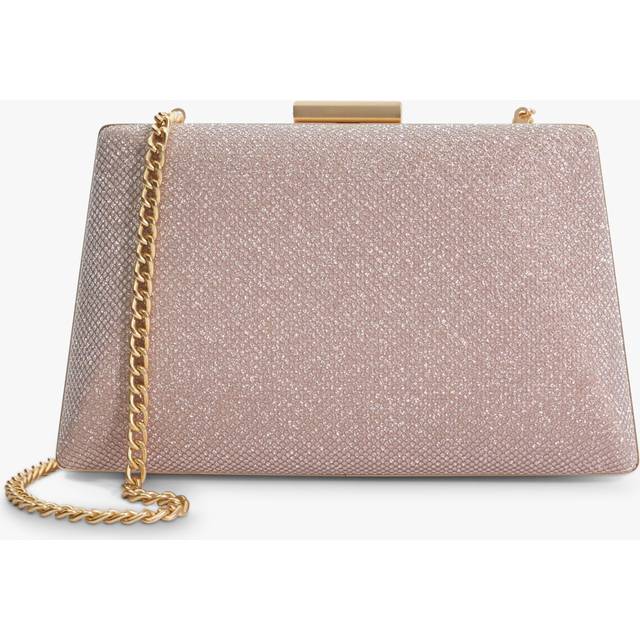 Dune Bellaria Angled Frame Metallic Box Clutch Bag, Rose Gold