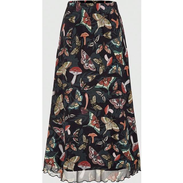 ROMWE Women&#39;s Butterfly Printed A-Line Fairycore Skirt