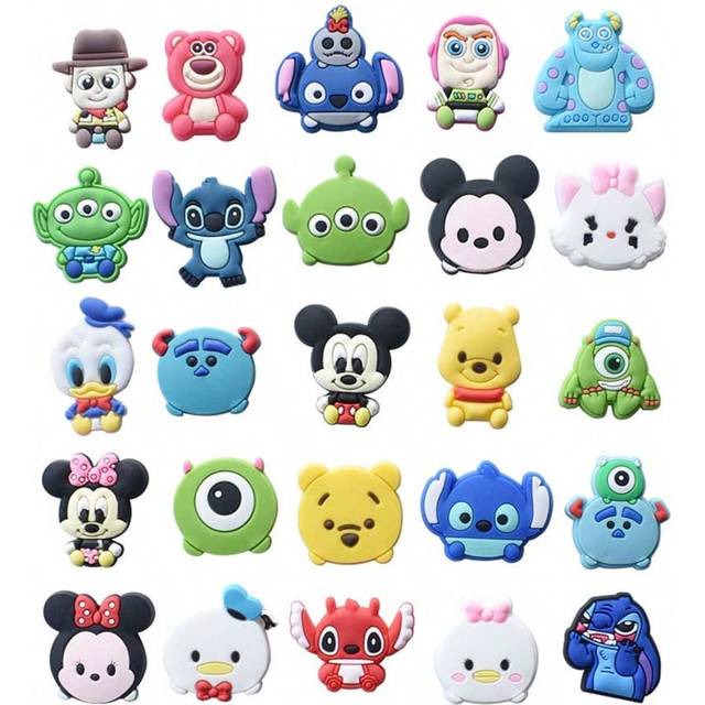 Disney 25pcs  Characters Shoe Decorations Accessories Charms For Clogs, , Bubble Slides, Sandals - Gift Idea For Birthday, Christmas And Halloween Party Favo