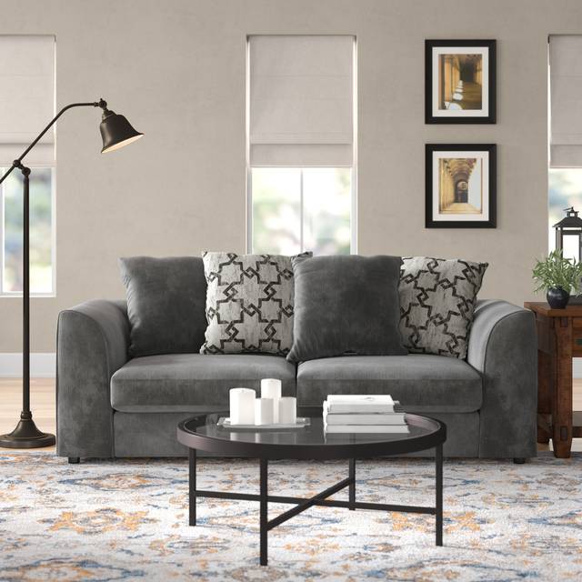 Arabella 3 Seater Sofa - Pewter (84cm H X 192cm W X 90cm D)