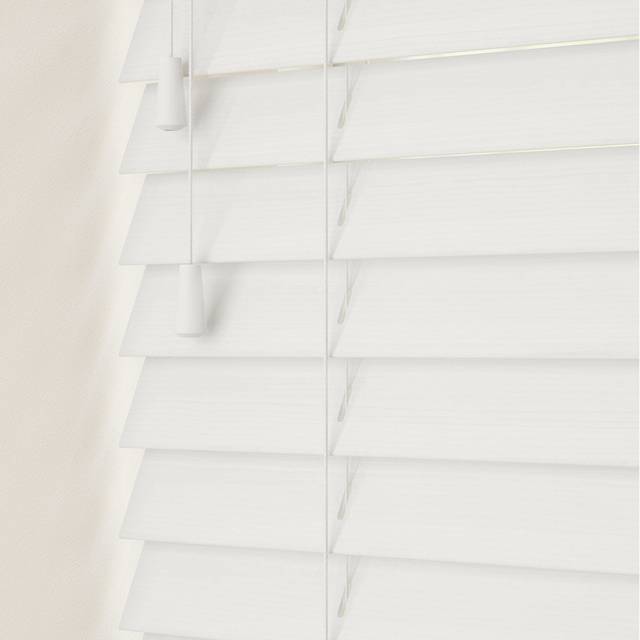 Fine Grain Faux Wood Venetian Blinds with Strings - Serene / 40cm - White