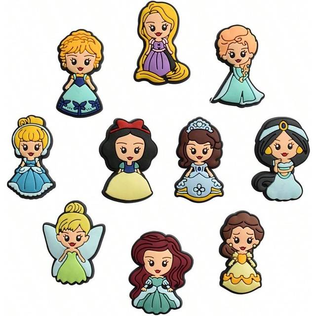 Disney 10pcs Disney Princess Shoe Decorations Accessories Charms For ClogsÂ Bubble Slides Sandals, Gift Idea For Birthday ChristmasÂ Halloween Party Favors