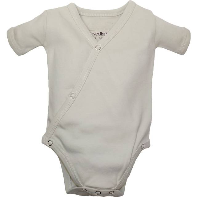 Organic Short-Sleeve Kimono Bodysuit in Stone