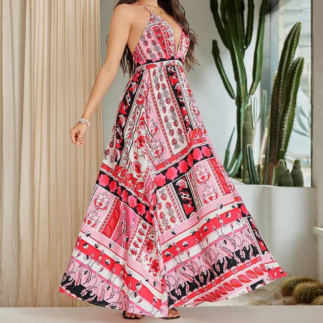 SHEIN Women&#39;s Floral Print Backless Spaghetti Strap Dress