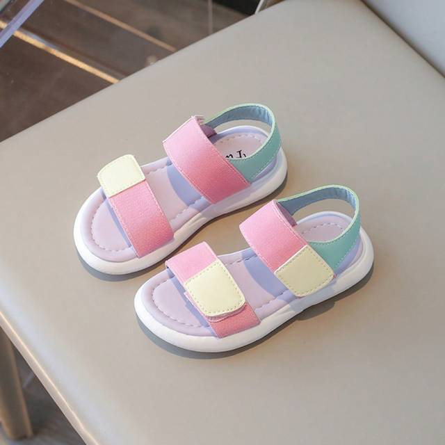 Tjejer Multifärgad Slits Sandaler , Färgrik Platt Strand Skor För Tjejer - Rosa (EUR34,EUR35,EUR24,EUR25,EUR26,EUR27,EUR28,EUR29,EUR30,EUR31,EUR32,EUR33)