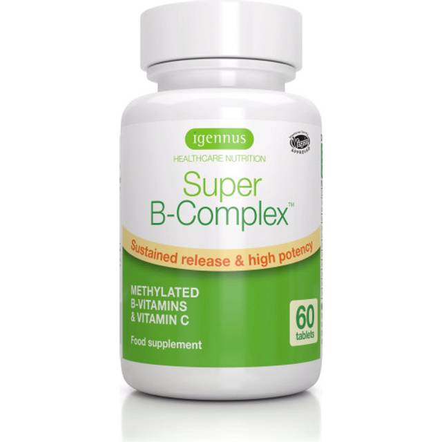 Igennus Super B-Complex Methylated with Methylfolate & Vit C - Slow Release & Potent 60 Tablets