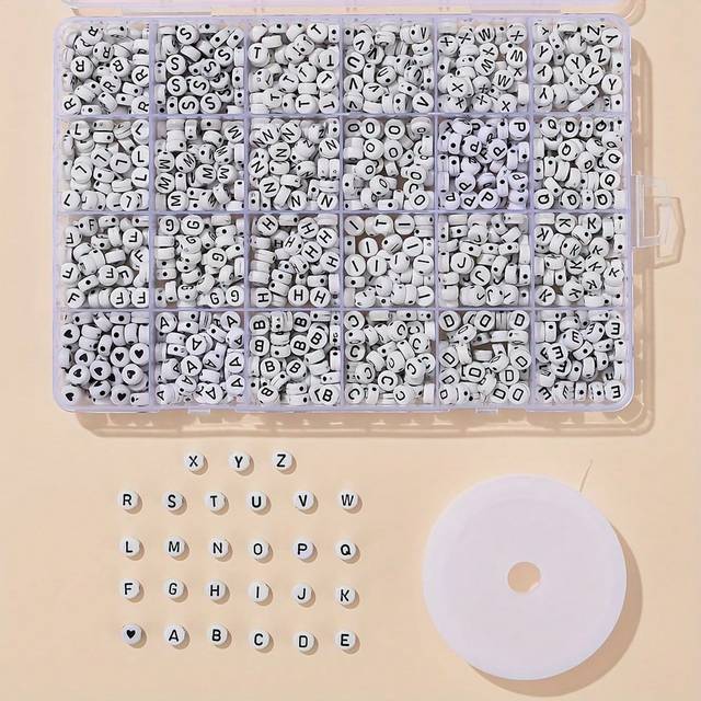 SHEIN 1000 Pcs One Box Polymer Clay Letter Beads, DIY Bracelet Accessories Set , Ideal Choice For Gifts,Love Bead