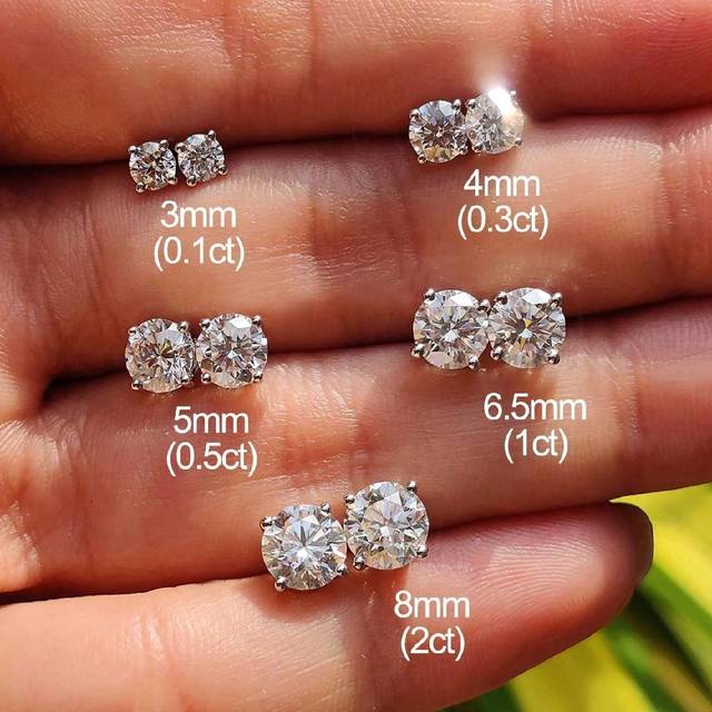 Esberry 1Pair Four Claw Moissanite Stud Earrings Luxury Jewelry Gifts For Women S925 Sterling Silver Fine Ladies Jewelery Gift For Girlfriend Rhinestone Weddi