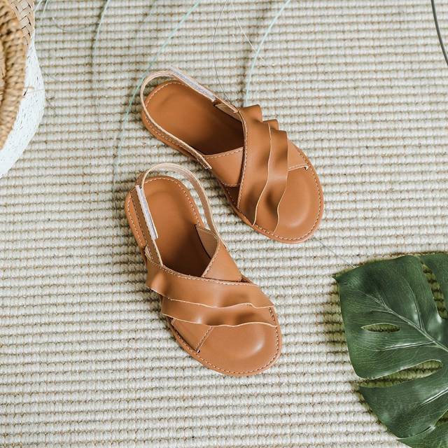 Tjejer Andas Utomhus Vit Sandaler Med Bekvämt Mjuk sula , Sommar Platta Skor - Brun (Multi-size)