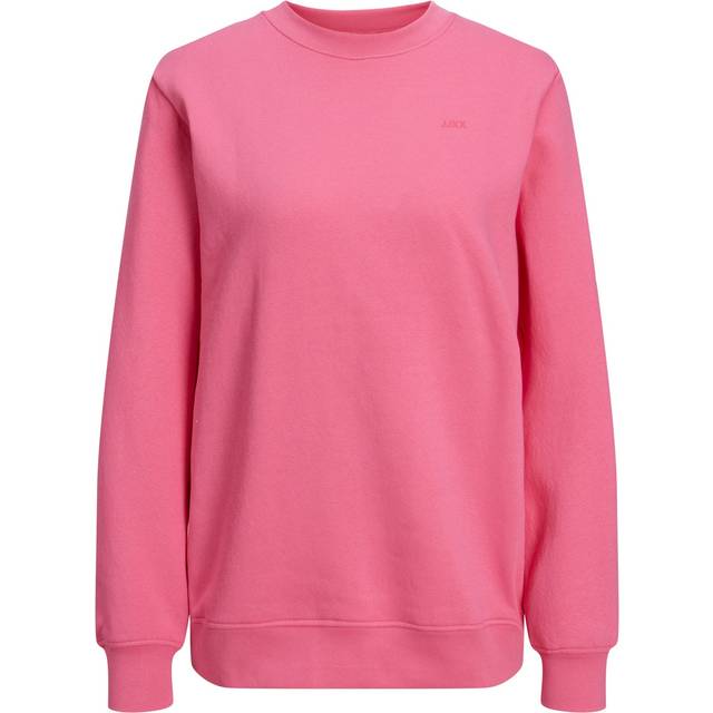 JACK&JONES dam JXABBIE LS REL Varje borste Crew NOOS tröja, Carmine Rose/tryck: Magenta JJXX-logotyp, XL, Carmine Rose/tryck: magenta Jjxx logotyp, XL