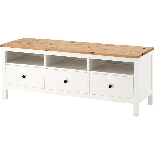 HEMNES tv-bänk, vitbets/ljusbrun, 148x47x57 cm