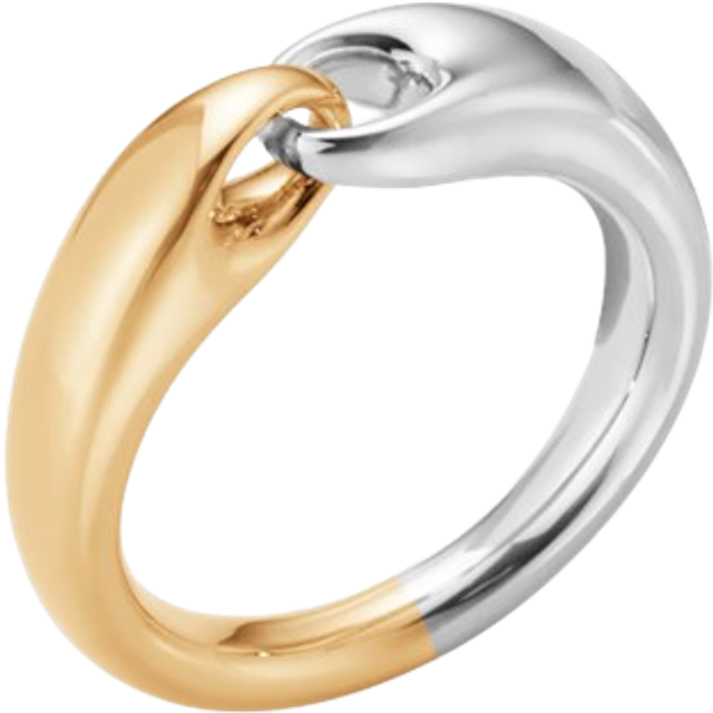 Georg Jensen Organic Links 18ct Yellow Gold & Silver Band Ring, Gold/Silver