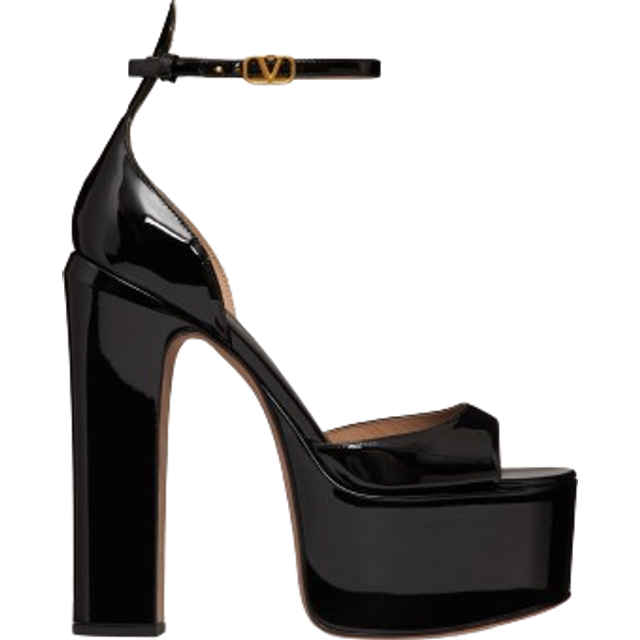 Valentino Garavani Tan-Go 155 patent leather platform sandals - black (UK 7.5)