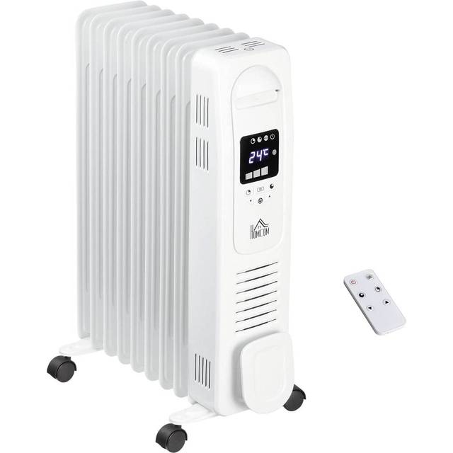 Etna HOMCOM Oil Filled 9 Pipe 2180W Radiator Electric Heater with 3 Heat Settings & Remote Control - White, White