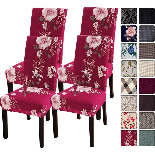 SearchI Dining Room Chair Covers Slipcovers Set of 4  Spandex Super Fit Stretch Removable Washable Kitchen Parsons Chair Covers Protector for Dining R